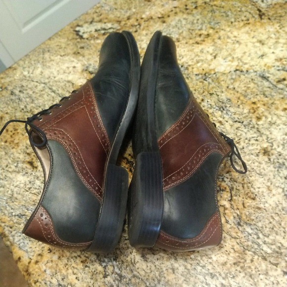 Johnston Murphy Oxford Saddle Two Tone Black Brown Leather Lace Up Shoes 9M main image 12